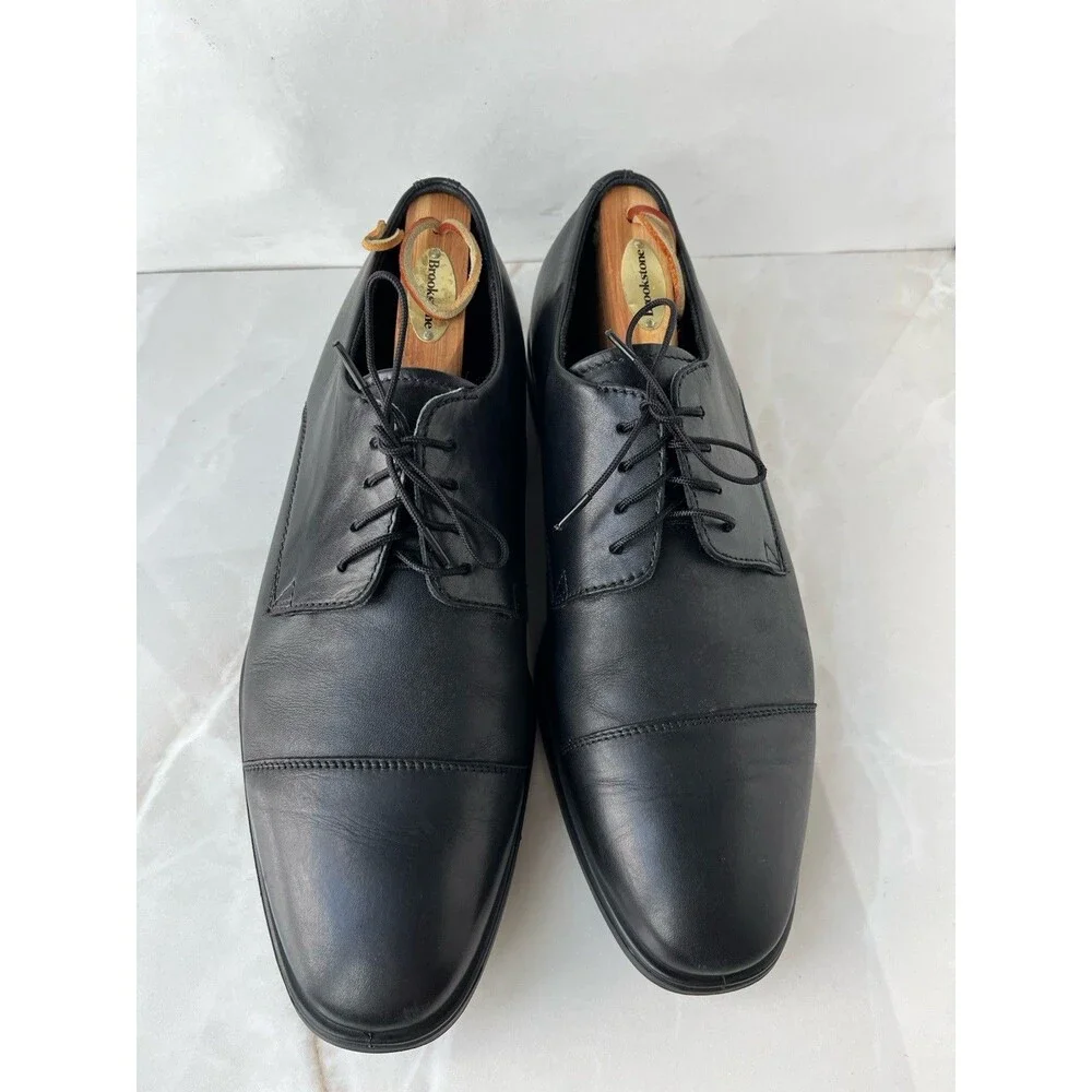ECCO Men Sz 44 Us 10 Black Leather Lace Up Loafers Shoes Oxfords 62170401001